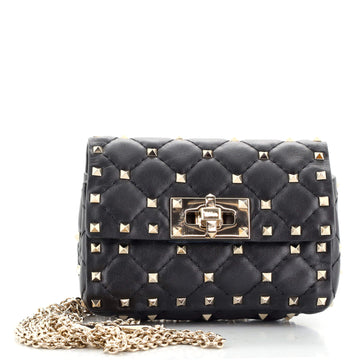 Valentino Rockstud Spike Pocket Crossbody Bag Quilted Leather