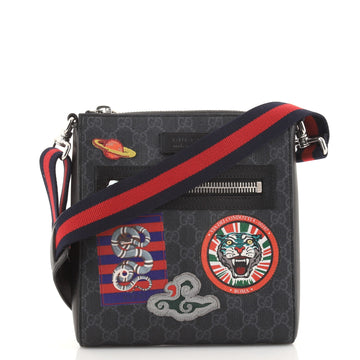 Gucci Night Courrier Zip Messenger GG Coated Canvas with Applique Small