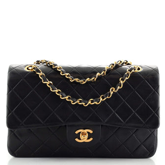 Chanel Vintage Classic Double Flap Bag Quilted Lambskin Medium