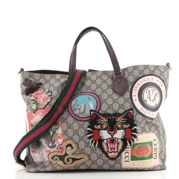 Gucci Courrier Convertible Soft Open Tote GG Coated Canvas with Applique Large