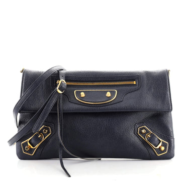Balenciaga Classic Metallic Edge Envelope Strap Clutch Leather