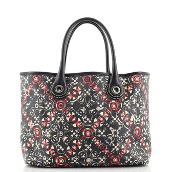 Chanel Optic Coco Tote Printed Coated Canvas with Caviar Small