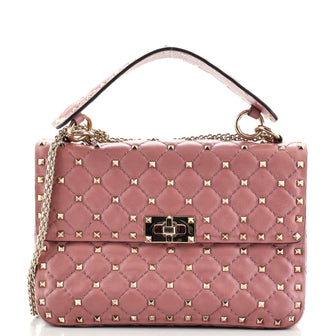 Valentino Rockstud Spike Flap Bag Quilted Leather Medium