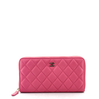 Chanel Zip Around Wallet Quilted Caviar Long
