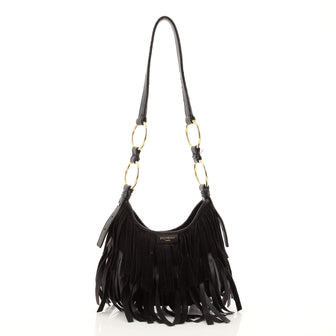 Saint Laurent La Boheme Fringe Hobo Suede Small