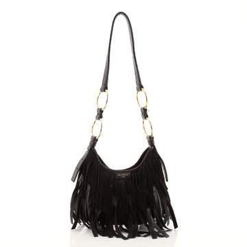 Saint Laurent La Boheme Fringe Hobo Suede Small