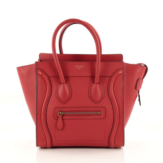 Celine Luggage Handbag Grainy Leather Micro