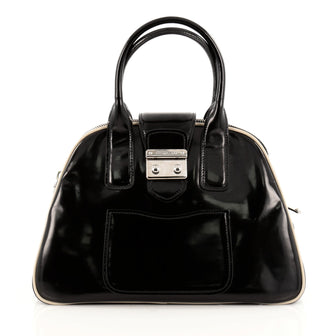 Miu Miu Double Zip Lock Dome Satchel Patent Large