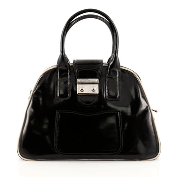 Miu Miu Double Zip Lock Dome Satchel Patent Large