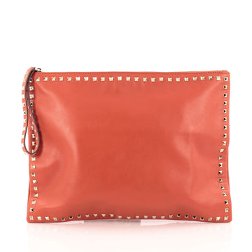 Valentino Rockstud Pouch Calfskin Oversized