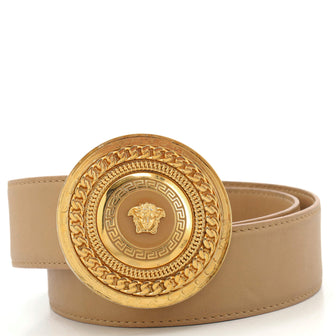 Versace Medusa Round Buckle Belt Leather Wide