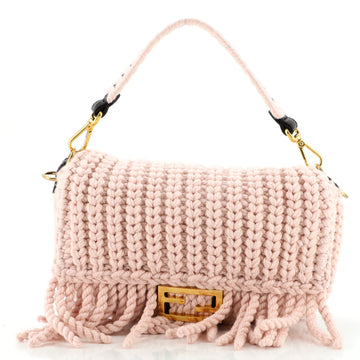 Fendi Baguette NM Bag Knit Wool with Fringe Medium