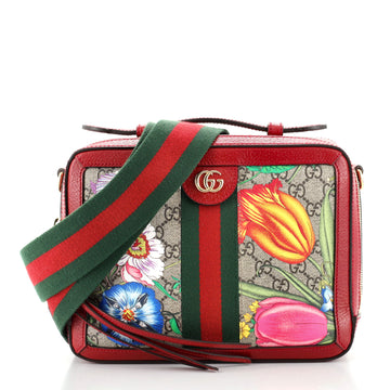 Gucci Ophidia Zip Around Camera Bag Flora GG Coated Canvas Small