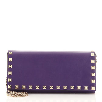 Valentino Rockstud Wallet On Chain Leather