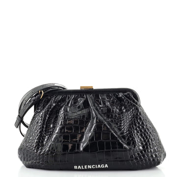 Balenciaga Cloud Clutch Crocodile Embossed Leather Large