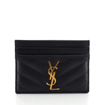 Saint Laurent Classic Monogram Card Holder Matelasse Chevron Leather