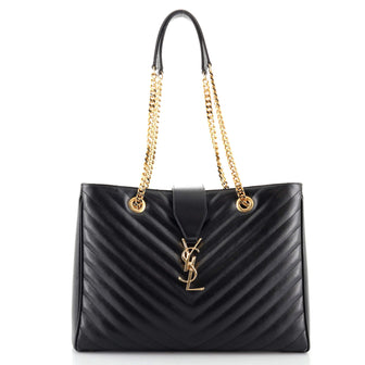 Saint Laurent Classic Monogram Shopper Matelasse Chevron Leather Large