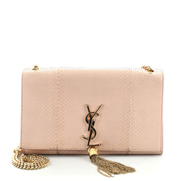 Saint Laurent Classic Monogram Tassel Crossbody Bag Python Embossed Leather Medium