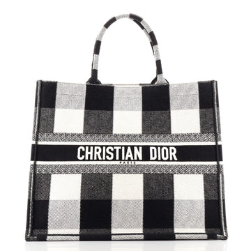 Christian Dior Book Tote Plaid Canvas