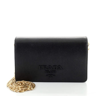 Prada Monochrome Chain Flap Bag Saffiano Leather Small