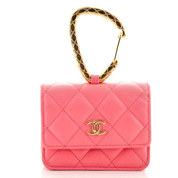Chanel Jewel Hook Flap Card Case Quilted Lambskin