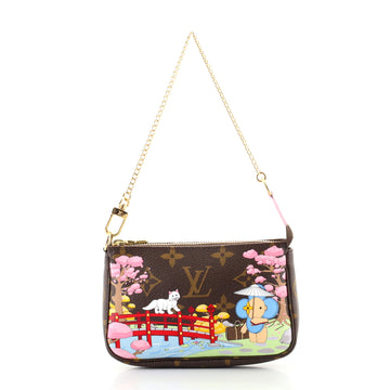 Louis Vuitton Pochette Accessoires Limited Edition Vivienne Xmas Monogram Canvas Mini