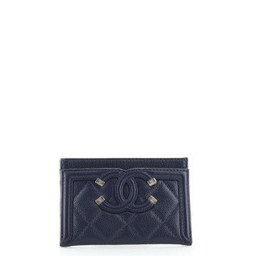 Chanel Filigree Card Holder Quilted Caviar
