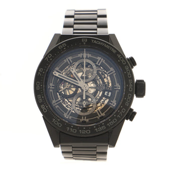 Tag Heuer Carrera Calibre Heuer 01 Skeleton Chronograph Automatic Watch Stainless Steel with Ceramic and Rubber 45
