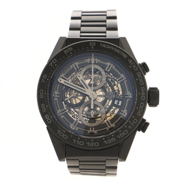 Tag Heuer Carrera Calibre Heuer 01 Skeleton Chronograph Automatic Watch Stainless Steel with Ceramic and Rubber 45