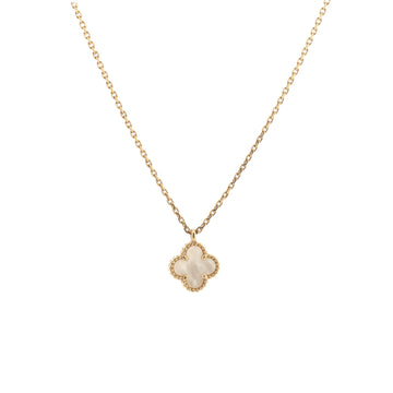 Van Cleef & Arpels Sweet Alhambra Pendant Necklace 18K Yellow Gold and Mother of Pearl