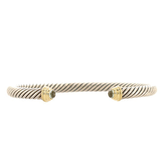 David Yurman Cable Classic Bracelet Sterling Silver with 14k Yellow Gold and Prasiolite 5mm