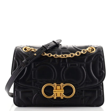 Salvatore Ferragamo Gancini Turnlock Flap Bag Gancini Quilted Leather Medium