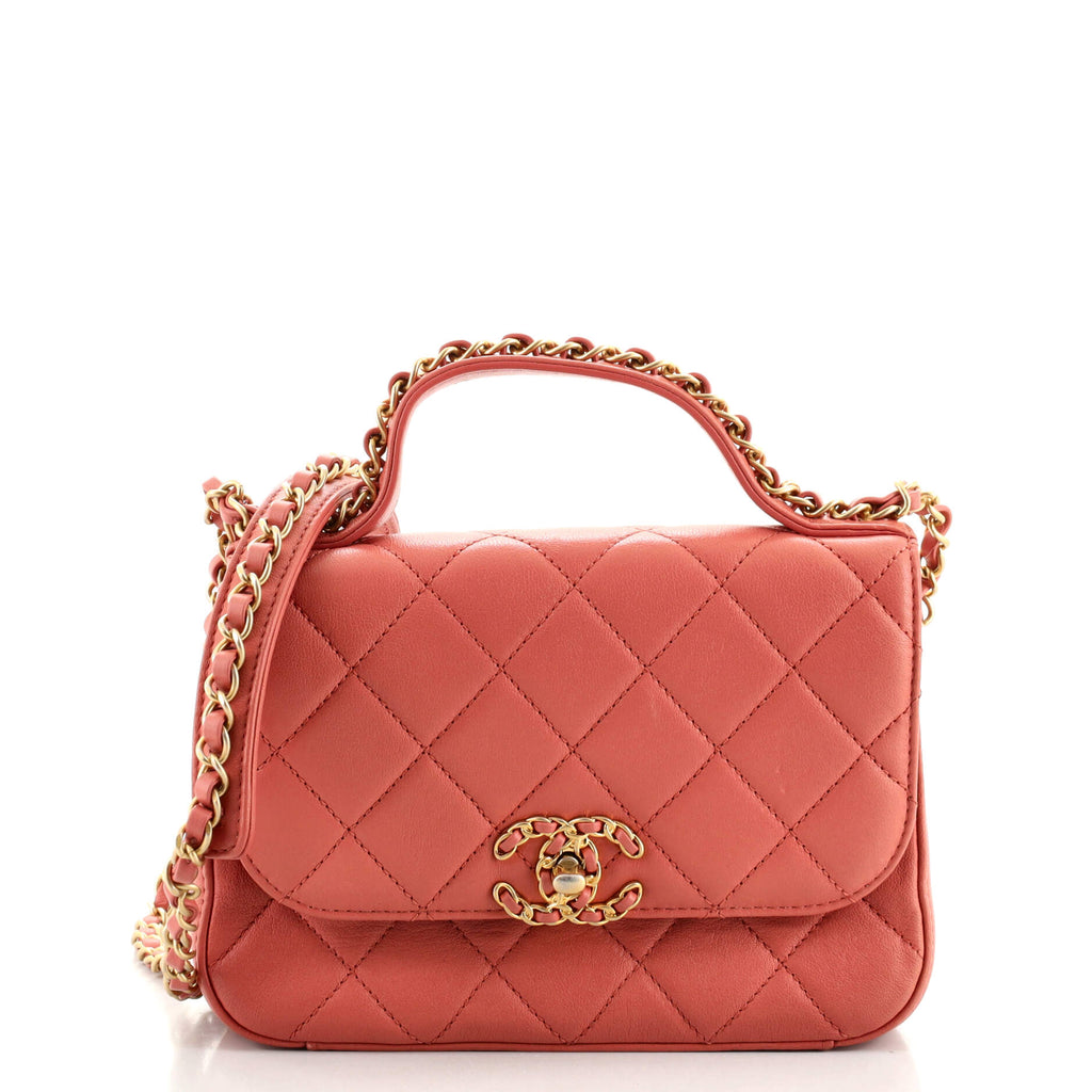 Chanel Infinity Chain Quilted Leather Crossbody Bag Pink