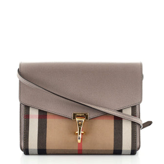 Burberry Macken Crossbody Bag Leather and House Check Canvas Small