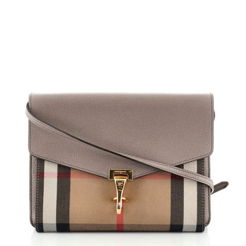 Burberry Macken Crossbody Bag Leather and House Check Canvas Small