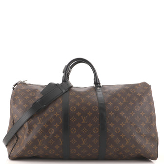 Louis Vuitton Keepall Bandouliere Bag Macassar Monogram Canvas 55