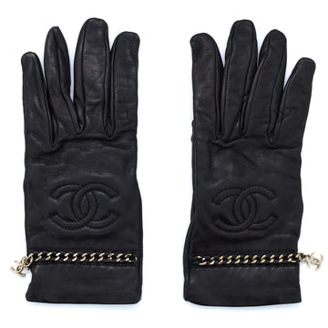 Chanel CC Chain Detail Gloves Leather