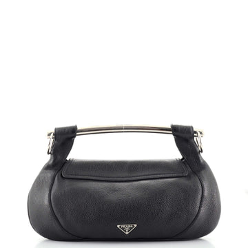 Prada Metal Bar Top Handle Flap Bag Vitello Daino Large