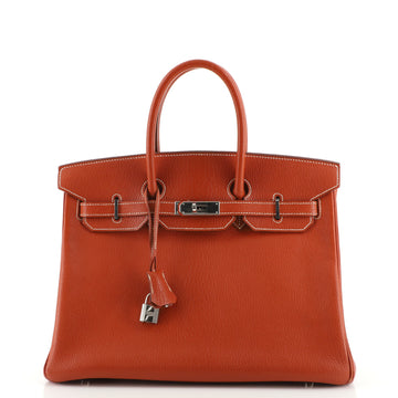 Hermes Birkin Handbag Brown Chevre de Coromandel with Palladium Hardware 35