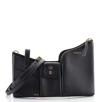 Fendi Bustine 3 Pockets Crossbody Bag Leather Mini
