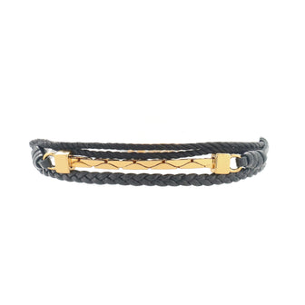 Saint Laurent Braided Cobra Chain Bracelet Leather with Metal