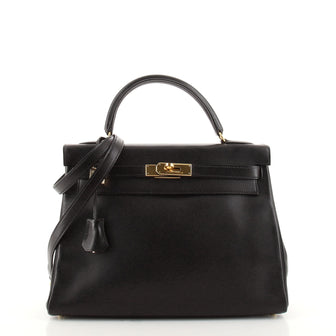 Hermes Kelly Handbag Black Gulliver with Gold Hardware 32