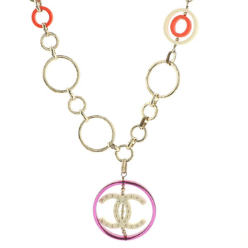 Chanel CC Ring Link Pendant Chain Necklace Metal and Resin