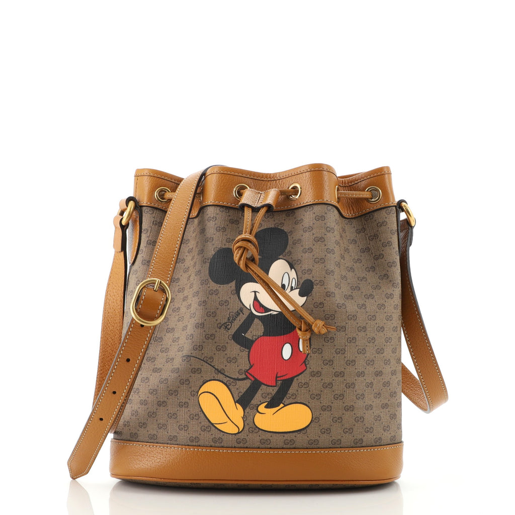 Gucci Disney Mickey Mouse Bucket Bag Printed Mini Gg Coated Canvas