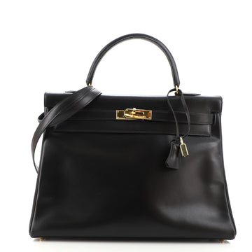 Hermes Kelly Handbag Black Box Calf with Gold Hardware 35