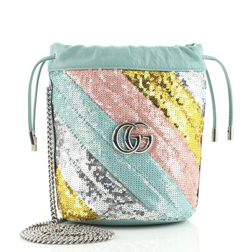 Gucci GG Marmont Bucket Bag Diagonal Quilted Sequins Mini