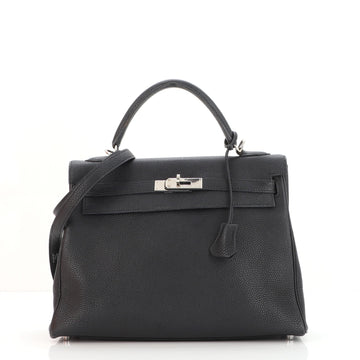 Hermes Kelly Handbag Black Togo with Palladium Hardware 32