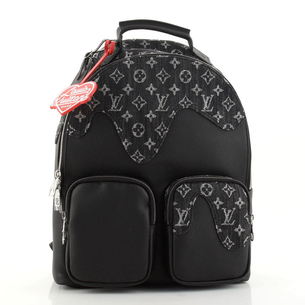 Louis Vuitton xNigo Navy Taurillon Leather & Monogram Denim MultiPocket  Backpack