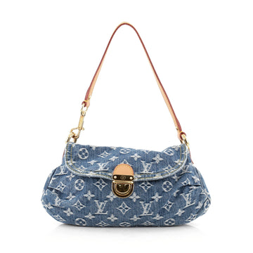 Louis Vuitton Pleaty Handbag Denim Mini