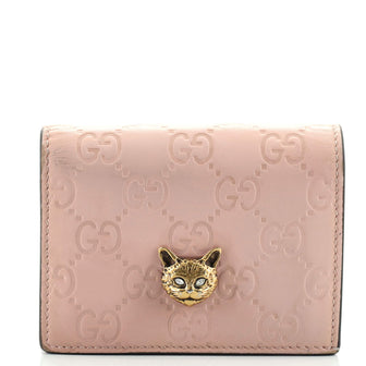 Gucci Animalier Flap Card Case Guccissima Leather
